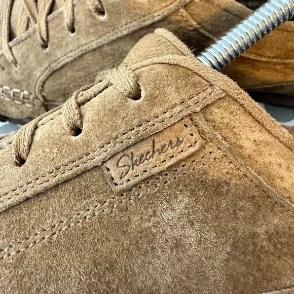 Skechers Bikers Contained Sneakers Women 8 Brown Relaxed Fit Suede Leather - Picture 2 of 10